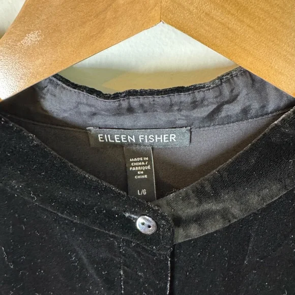 Eileen Fisher Black Velvet Mock Neck Tunic Top Sz. L - Picture 5 of 5
